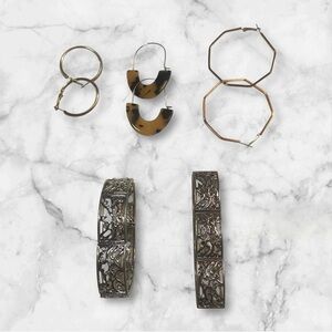 Jewelry Bundle Amber, Gold & Silver Colors Earrings Bracelets Set of 5